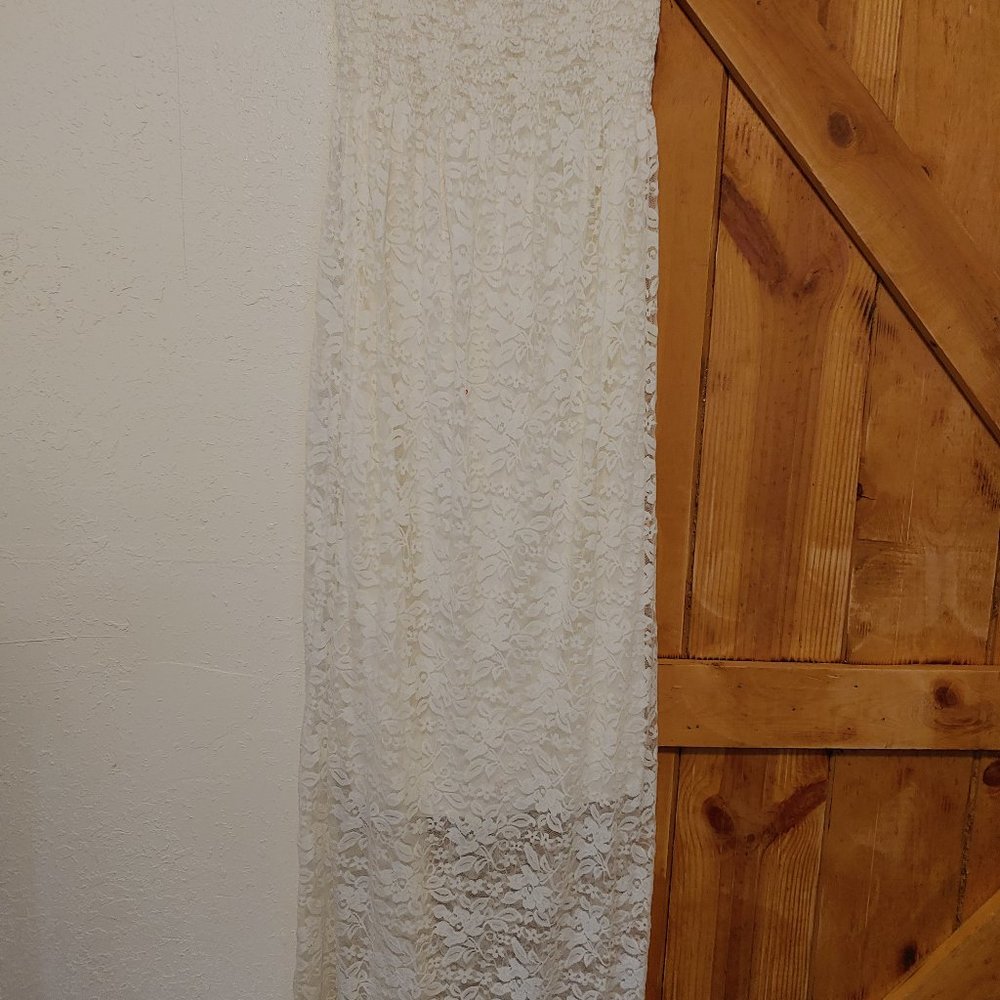 Strapless dress.  Lacey.